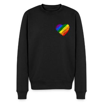 Herz Regenbogenfarben Pride LGBTQ - Männer Premium Bio Pullover - Schwarz - Vorne - Nico (187cm)
