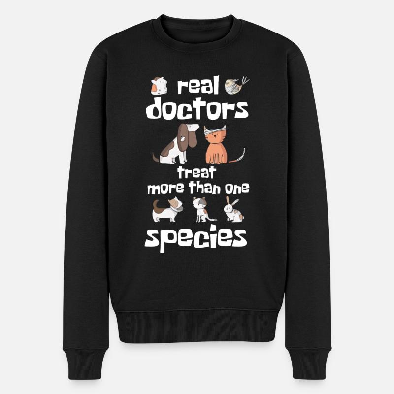 Tierarztmädchen, Tierarzt - Männer Premium Bio Pullover - Schwarz