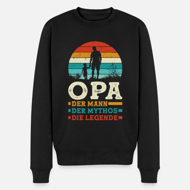 Bester Opa Geschenk Sprüche Vatertag - Männer Premium Bio Pullover - Schwarz