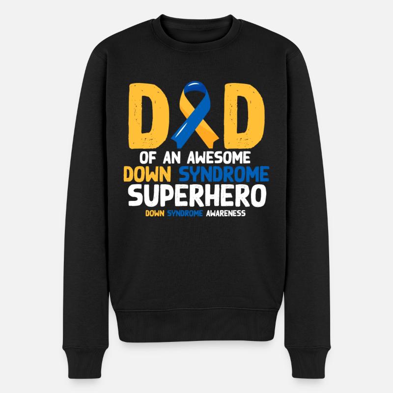 Down-Syndrom-Superheld, Down-Syndrom-Bewusstsein - Männer Premium Bio Pullover - Schwarz