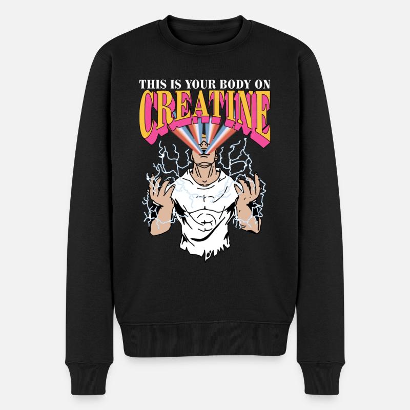 Drôle c’est votre corps sur la créatine - Pull Premium bio Homme - noir
