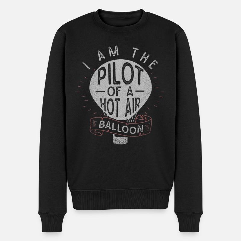 Heißluftballon, Fliegen Eines Heißluftballons - Männer Premium Bio Pullover - Schwarz