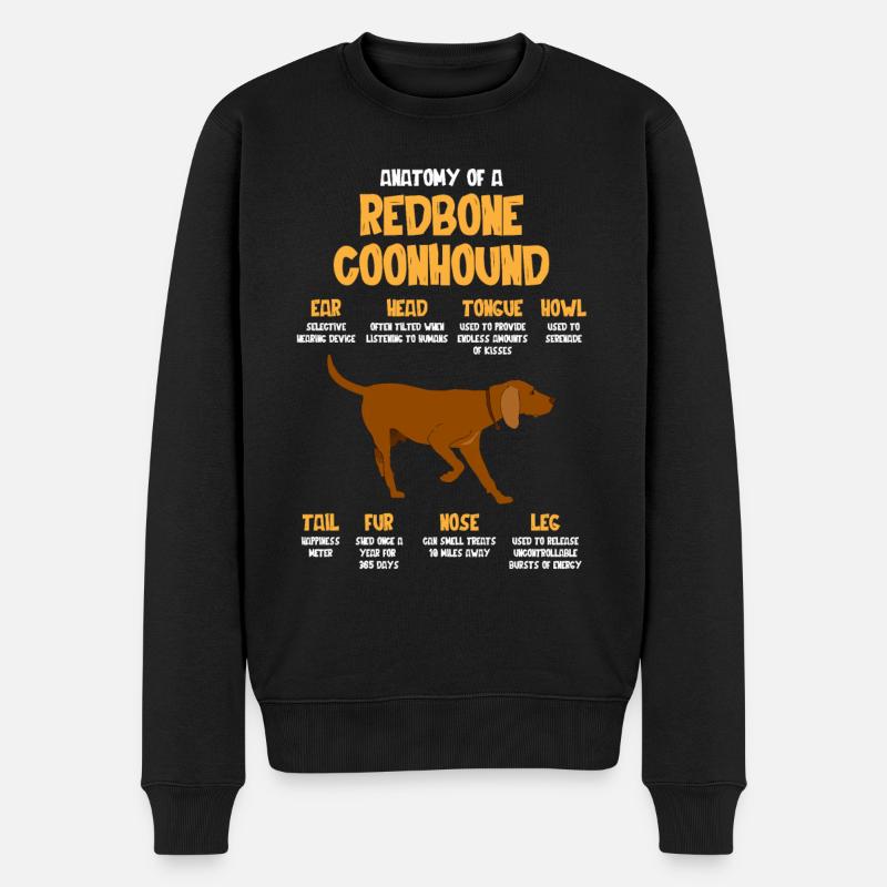 Anatomie d’un Redbone Coonhound - Pull Premium bio Homme - noir