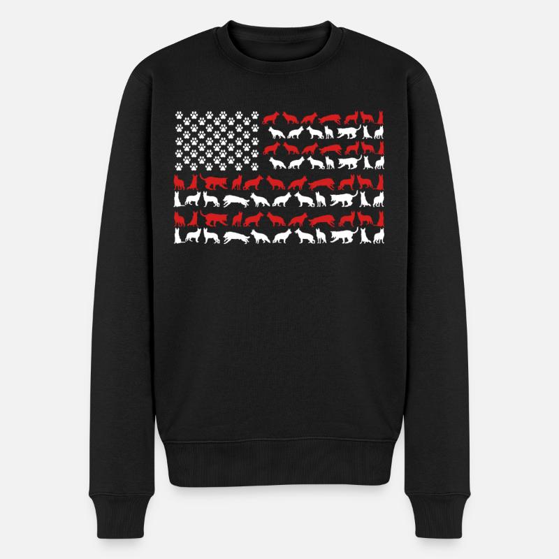 German Shepherd US FLAG - Men's Premium Organic Jumper - black