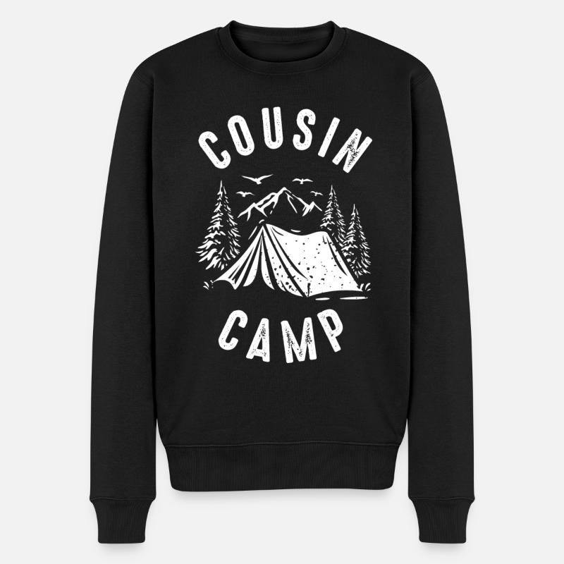 Cousin Camp, Camping Im Freien - Männer Premium Bio Pullover - Schwarz