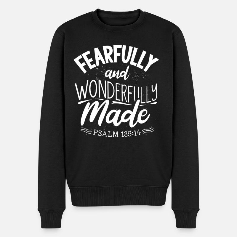 Ängstlich Und Wunderbar Gemachter Psalm 139 - Männer Premium Bio Pullover - Schwarz