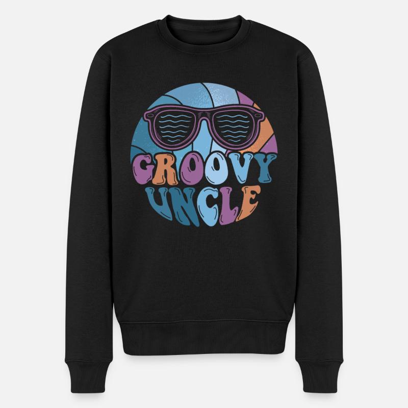 Groovy Onkel - Männer Premium Bio Pullover - Schwarz