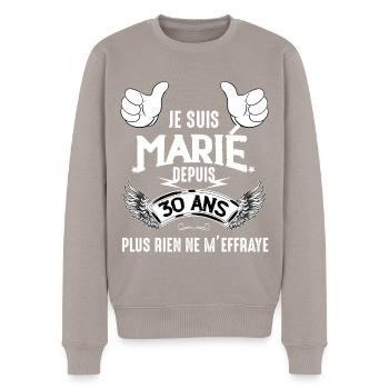 Noces De Perle Mariage 30 Ans - Pull Premium bio Homme - taupe - Devant - Nico (187cm)