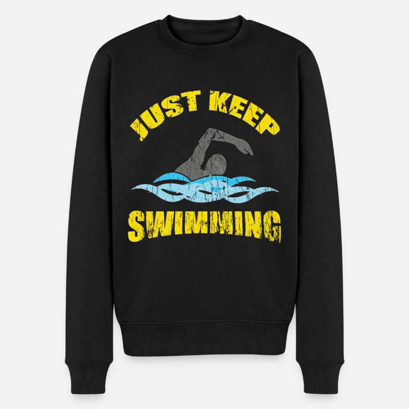 Schwimmer Schwimmen 50 Meter Bahn Brustschwimmen - Männer Premium Bio Pullover - Schwarz