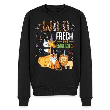 Wild Frech und Endlich 3 Jahre, 3. Geburtstag - Männer Premium Bio Pullover - Schwarz - Vorne - Nico (187cm)
