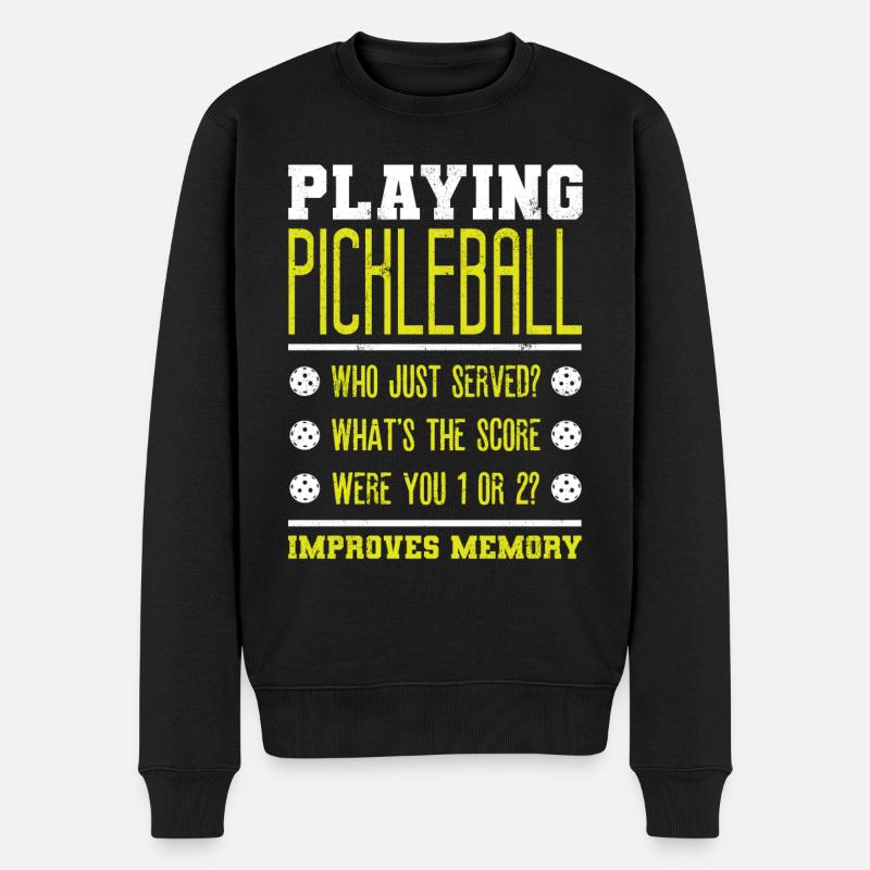Spielen Von Pickleball Verbessert Das Gedächtnis - Männer Premium Bio Pullover - Schwarz