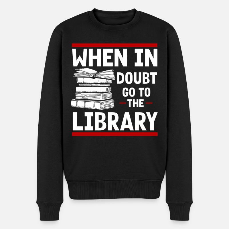 Bibliothek Bibliothekar, - Männer Premium Bio Pullover - Schwarz