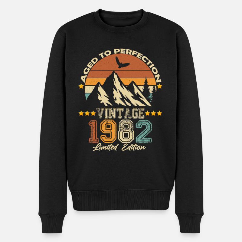 1982 Jahrgang Vintage Retro Geburtstag Geschenk - Männer Premium Bio Pullover - Schwarz