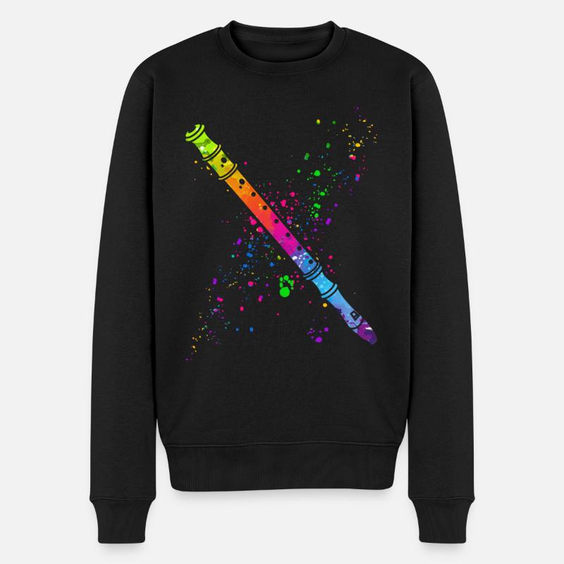 Flöte, Flöte spielen, - Männer Premium Bio Pullover - Schwarz