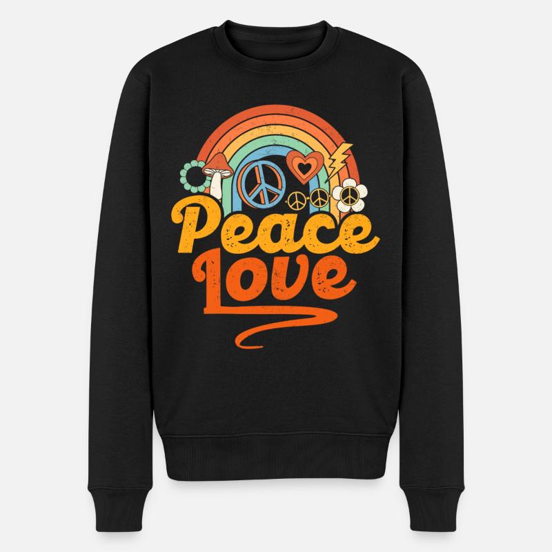 Peace Love Hippie - Pull Premium bio Homme - noir