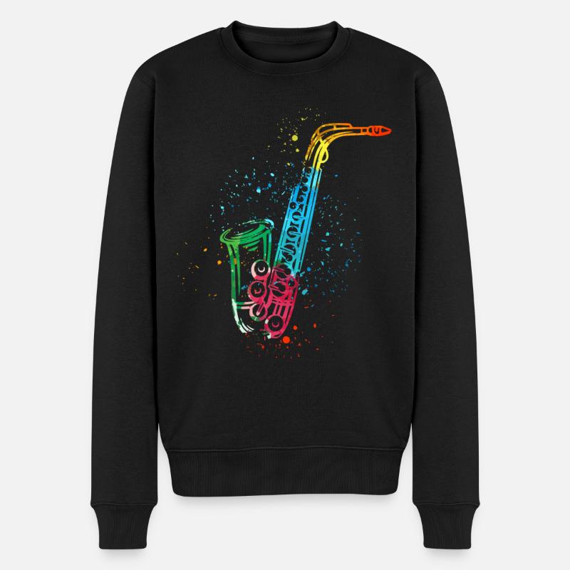 Saxofon, SAXofonist - Männer Premium Bio Pullover - Schwarz