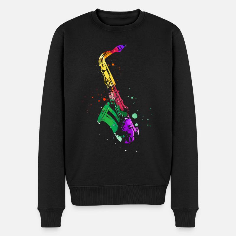 Saxophone, SAXOPHONISTE - Pull Premium bio Homme - noir