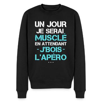 Humour homme cadeau papa - Pull Premium bio Homme - noir - Devant - Nico (187cm)
