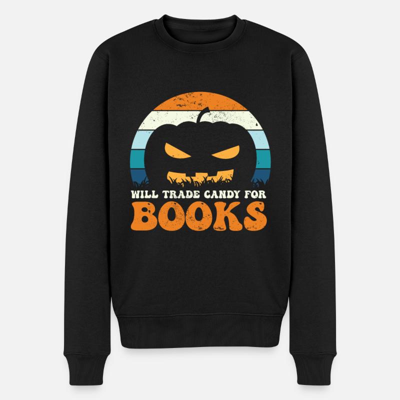 Halloween Kürbis Grusel - Männer Premium Bio Pullover - Schwarz