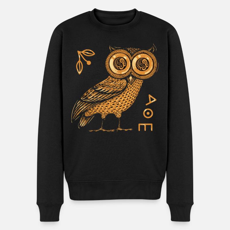 Eule Der Athene, Griechische Mythologie - Männer Premium Bio Pullover - Schwarz