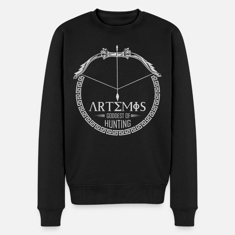 Artemis Gott, Griechischer Gott - Männer Premium Bio Pullover - Schwarz
