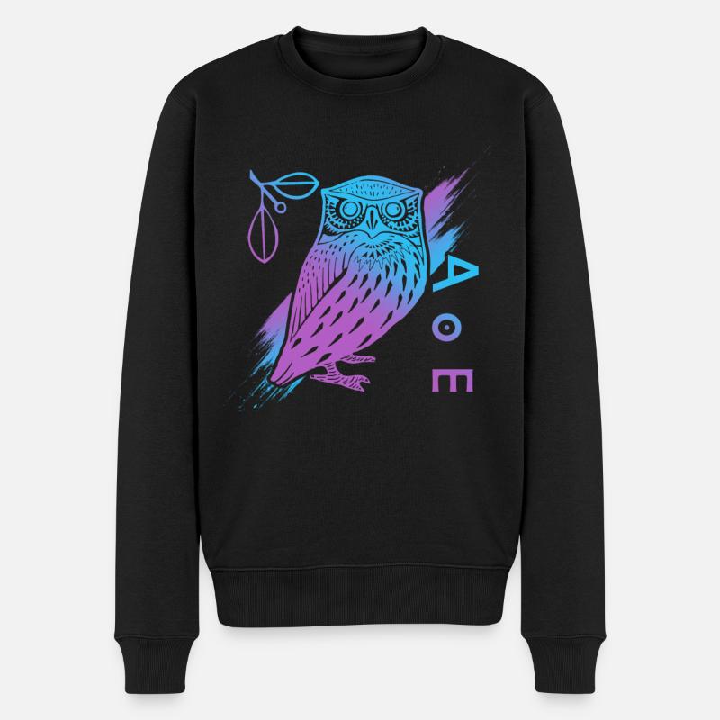 Hibou d’Athéna, mythologie grecque - Pull Premium bio Homme - noir