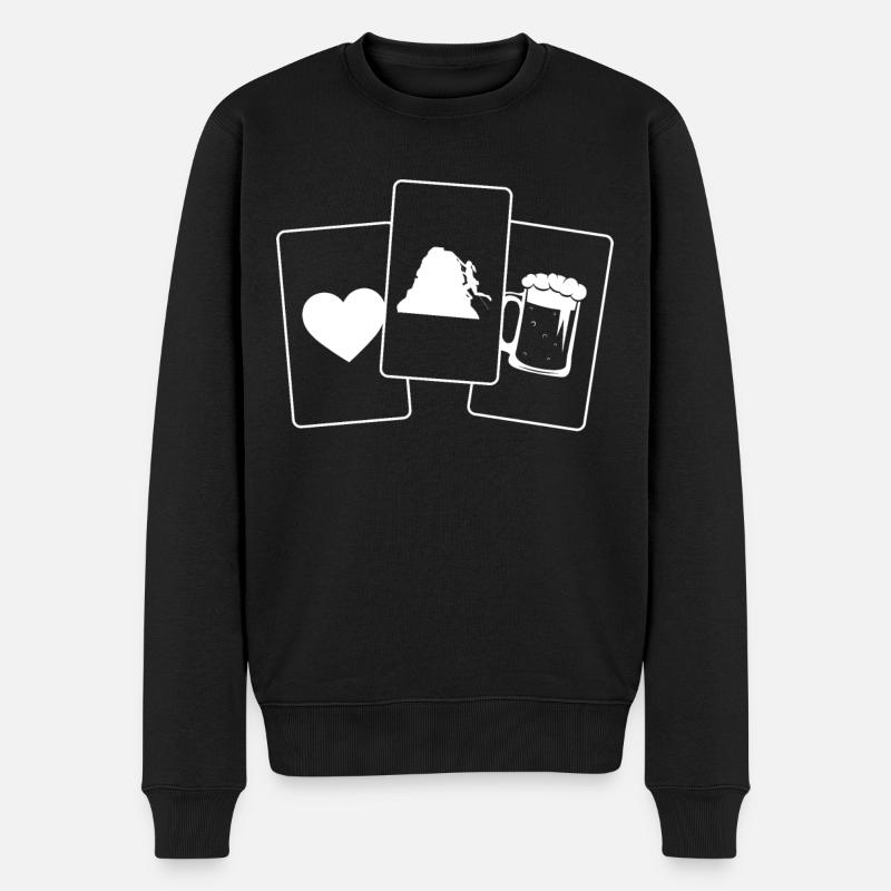 Herz - Bier - Frauenklettern - - Männer Premium Bio Pullover - Schwarz
