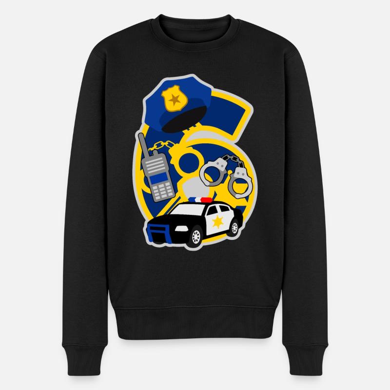 Polizei 6. Geburtstagsparty Nummer 6 - 6 Jahre - Männer Premium Bio Pullover - Schwarz