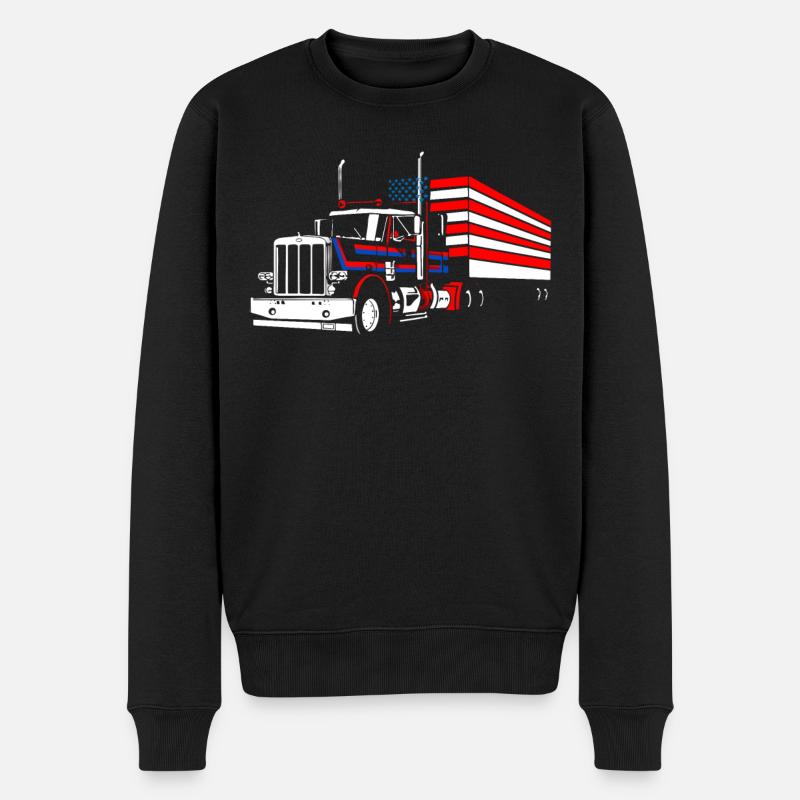 Camionneur Drapeau américain - Pull Premium bio Homme - noir