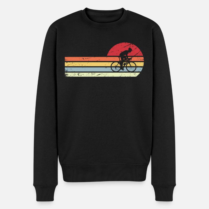 Sonne und Retro-Linien - Mann Radfahren - - Männer Premium Bio Pullover - Schwarz