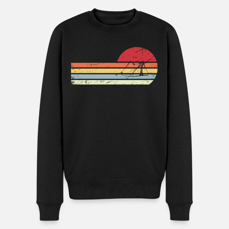 Sonne und Retro Lines - Campingzelt - - Männer Premium Bio Pullover - Schwarz