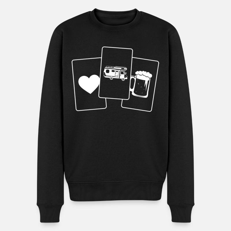 Herz - Bier - Campingwagen - - Männer Premium Bio Pullover - Schwarz