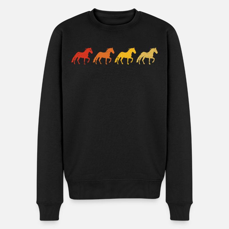Chevaux rétro - Pull Premium bio Homme - noir