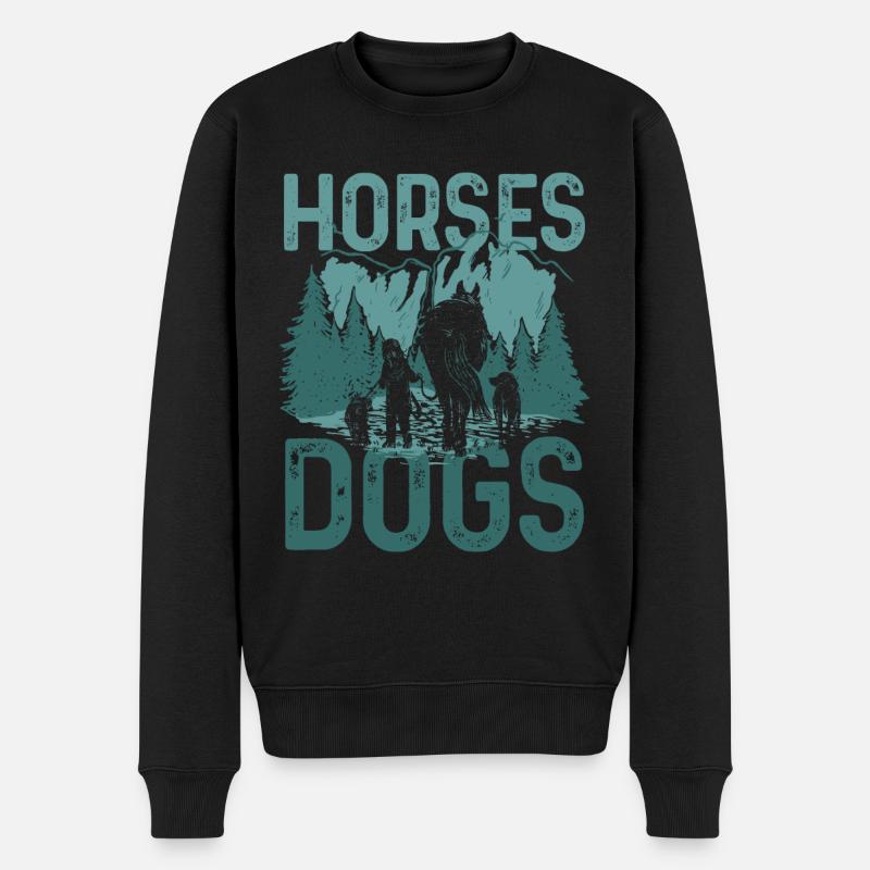 Pferde Hunde - Männer Premium Bio Pullover - Schwarz