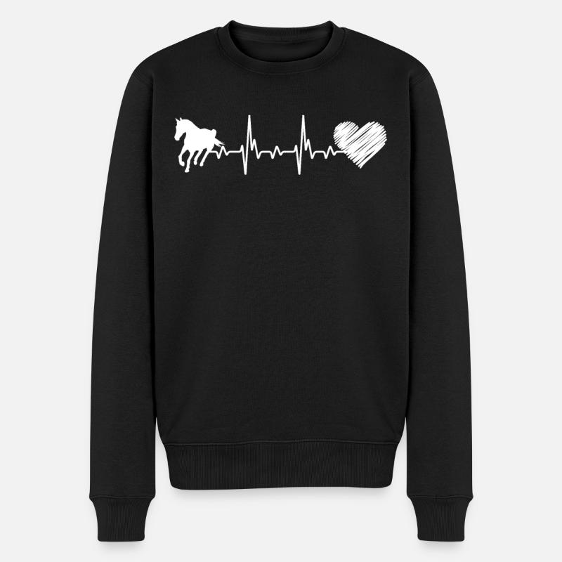 Cœur Heartbeat Cheval - Pull Premium bio Homme - noir