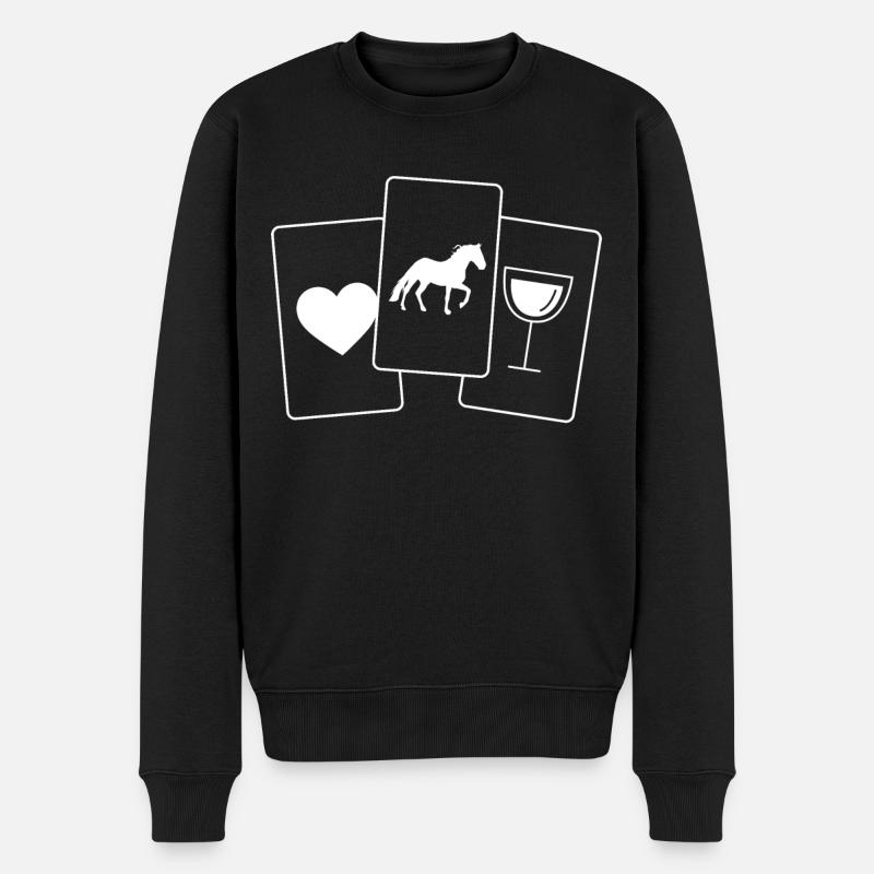 Coeur - Vin - Cheval - - Pull Premium bio Homme - noir