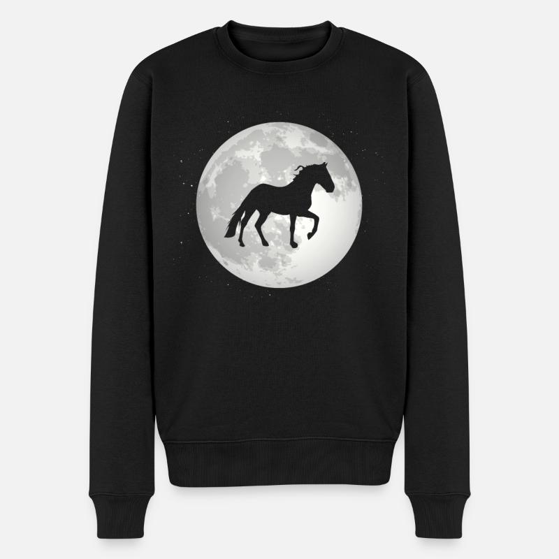 Pleine Lune - Cheval - - Pull Premium bio Homme - noir