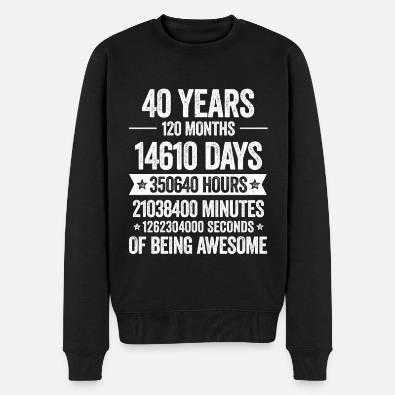 40 Jahre Genial Deko Geburtstag Geschenk Lustig - Männer Premium Bio Pullover - Schwarz