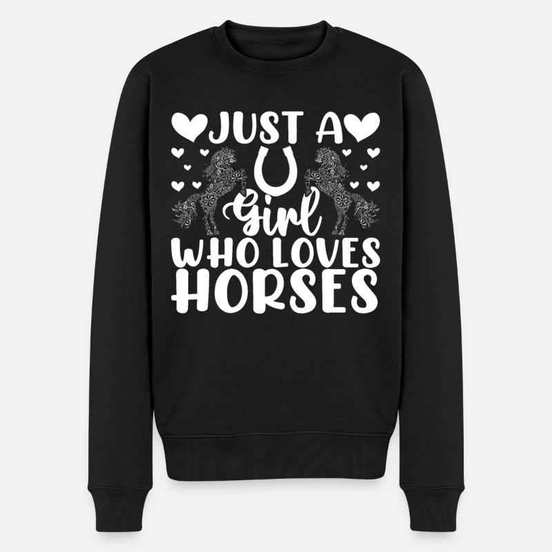 Just A Girl Who Loves Horses 1 - - Männer Premium Bio Pullover - Schwarz