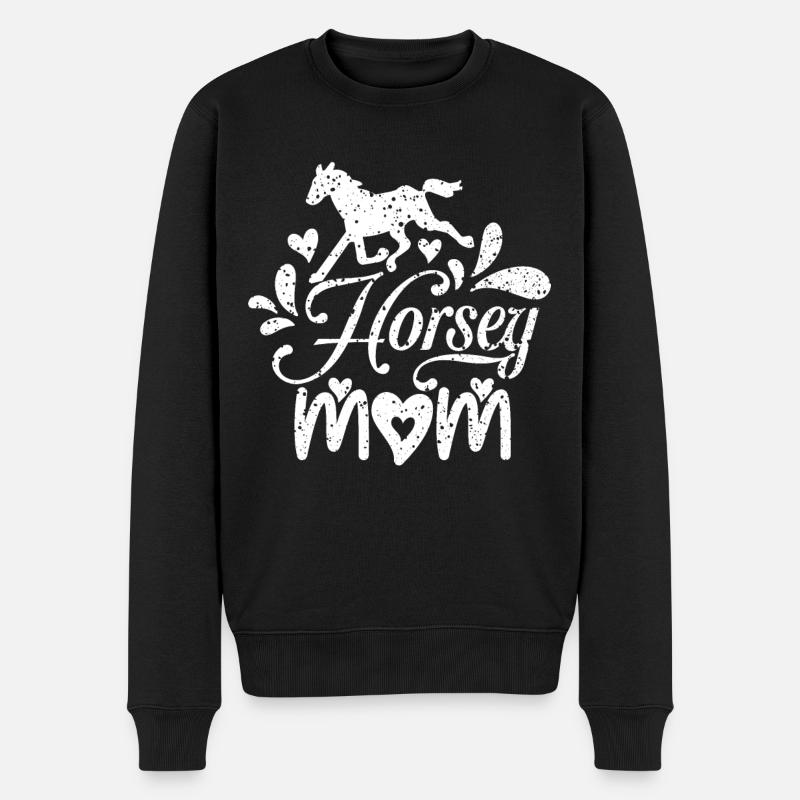 Pferdchen-Mama - - Männer Premium Bio Pullover - Schwarz