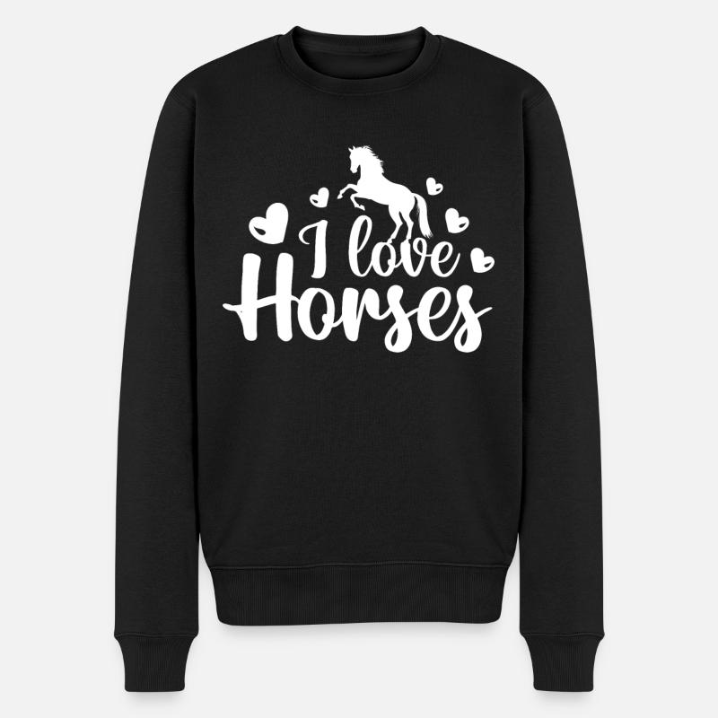 J’adore les chevaux - - Pull Premium bio Homme - noir