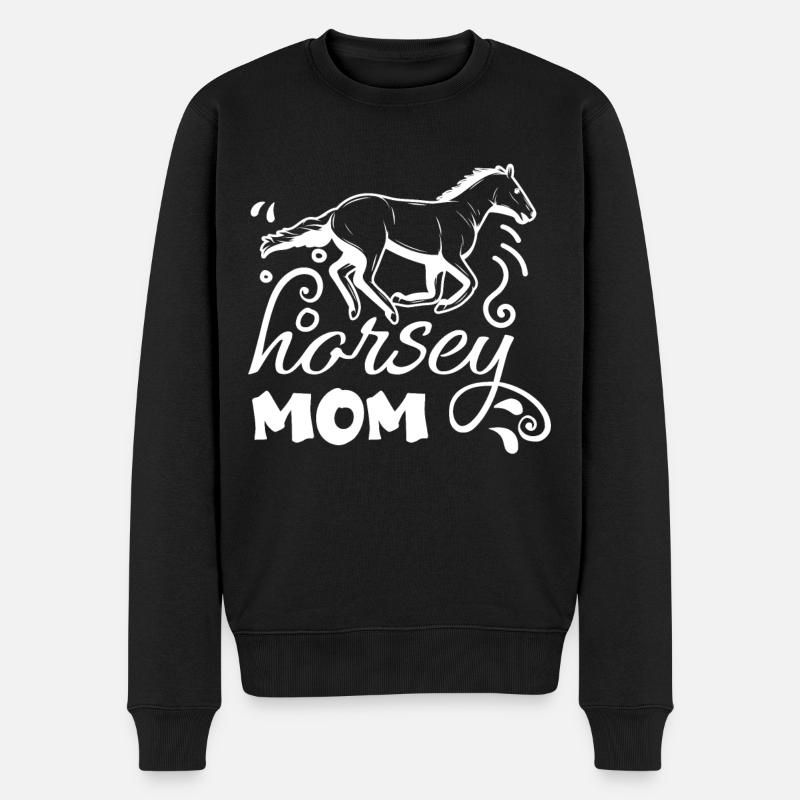 Pferdchen-Mama 1 - - Männer Premium Bio Pullover - Schwarz