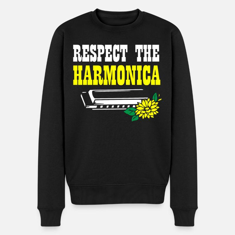 Harmonica player, Harmonica music - Men's Premium Organic Jumper - black