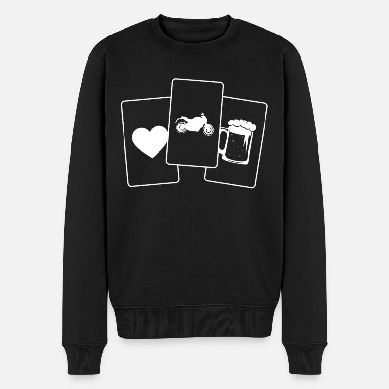 Herz - Bier - Motorrad - - Männer Premium Bio Pullover - Schwarz