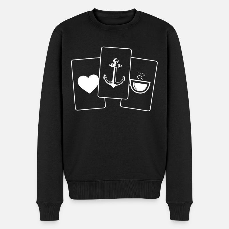 Coeur - Café - Ancre - - Pull Premium bio Homme - noir