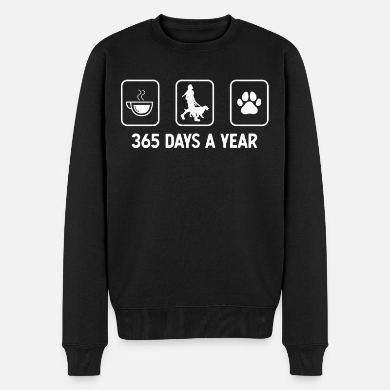 365 Tage im Jahr - Hundepfote - Hündin mit Hund - - Männer Premium Bio Pullover - Schwarz