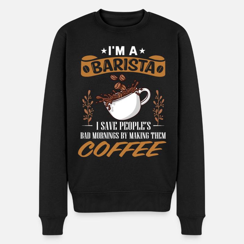 Barista, machine à café - Pull Premium bio Homme - noir