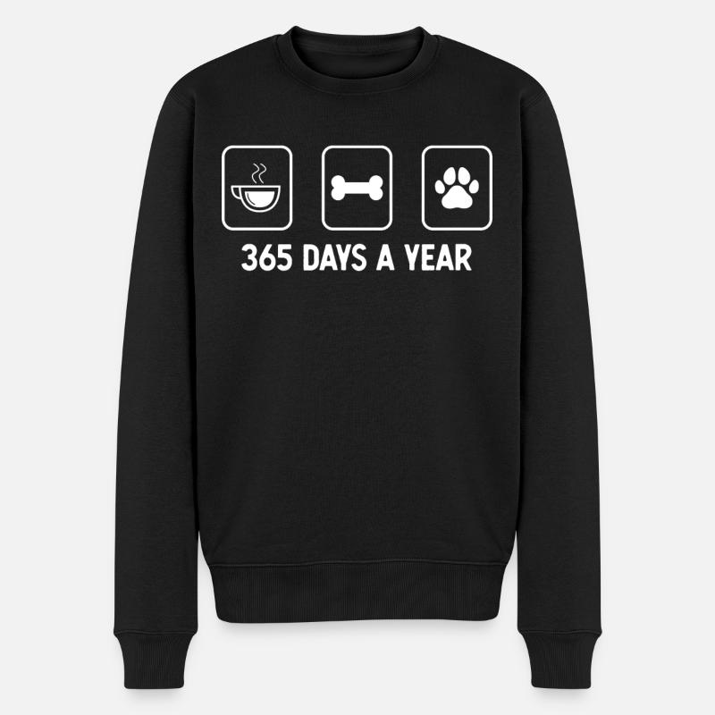 365 Tage im Jahr - Hundepfote - Hundeknochen - - Männer Premium Bio Pullover - Schwarz