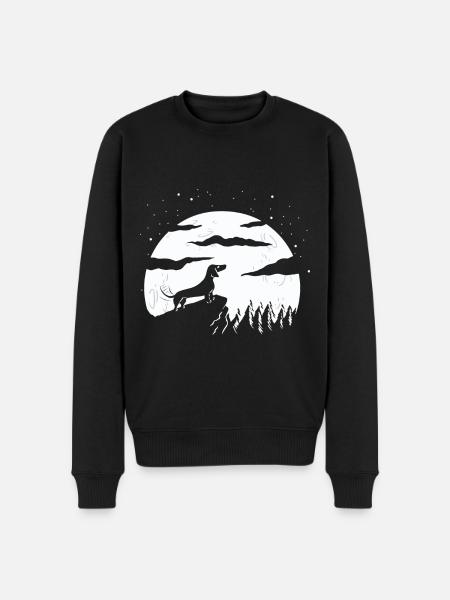 Mond und Hund - Männer Premium Bio Pullover - Schwarz