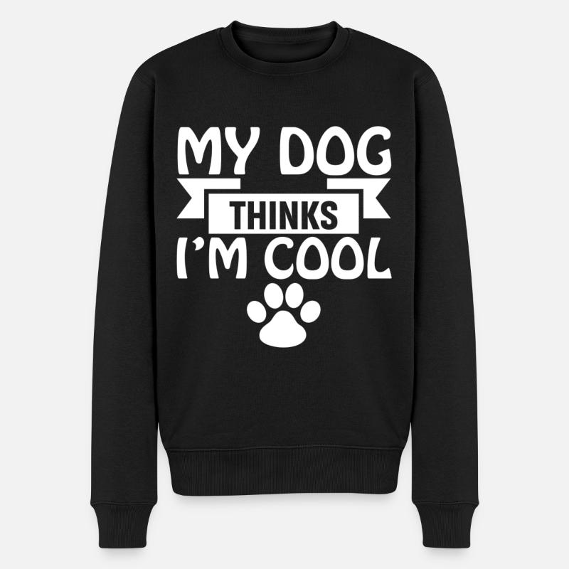 Mein Hund findet mich cool - weiß - Männer Premium Bio Pullover - Schwarz
